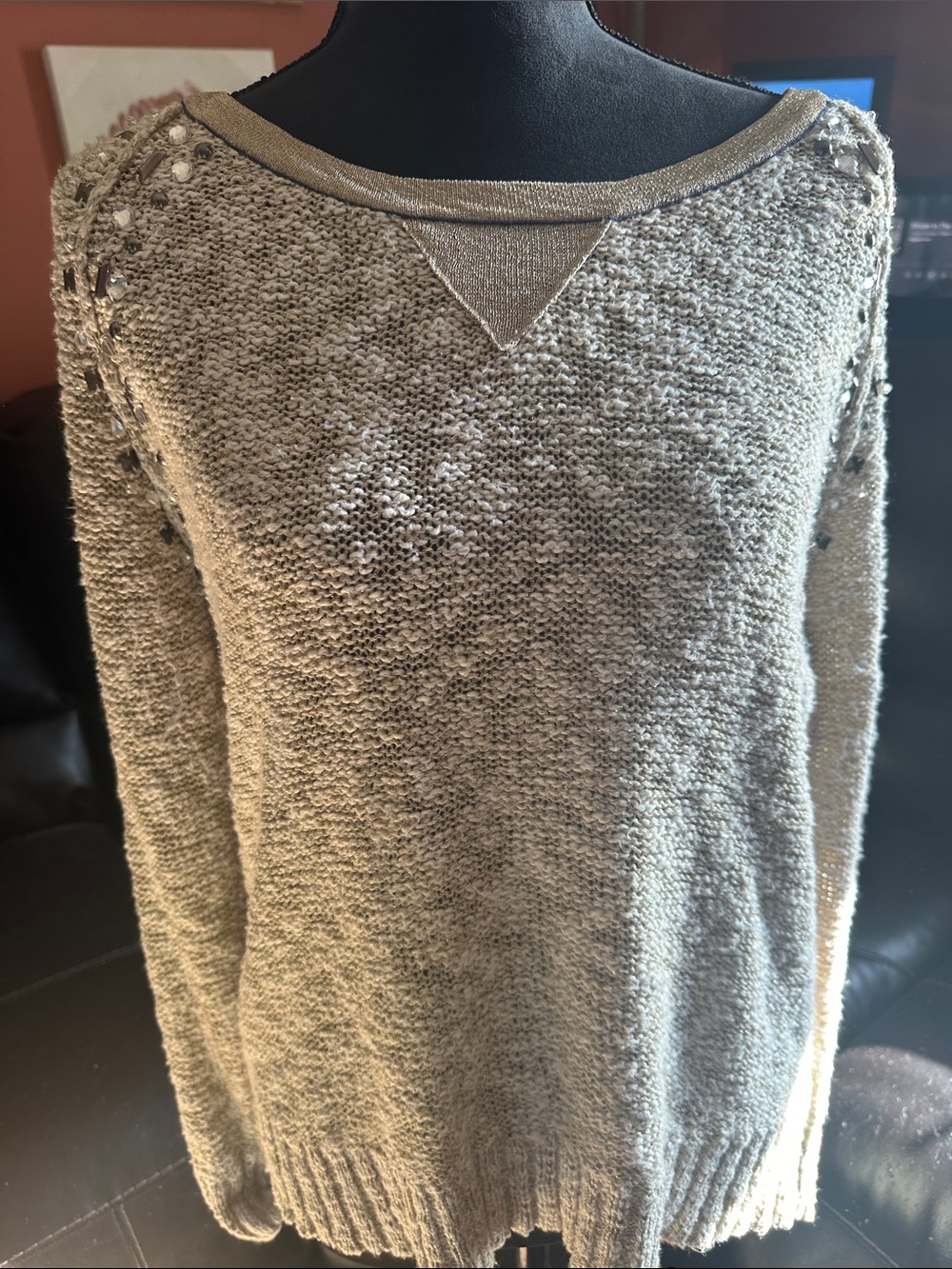 BKE Scoop-Neck Knit Sweater in Taupe